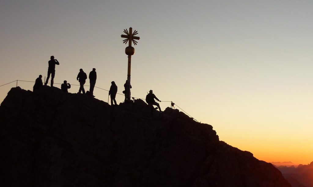 mountaineer, sunrise, shadow play, climber, climb, mountaineering, alpine, mountains, nature, human, rope, climbing rope, freedom, silhouette, people, climb, climb, human, human, human, human, human, people