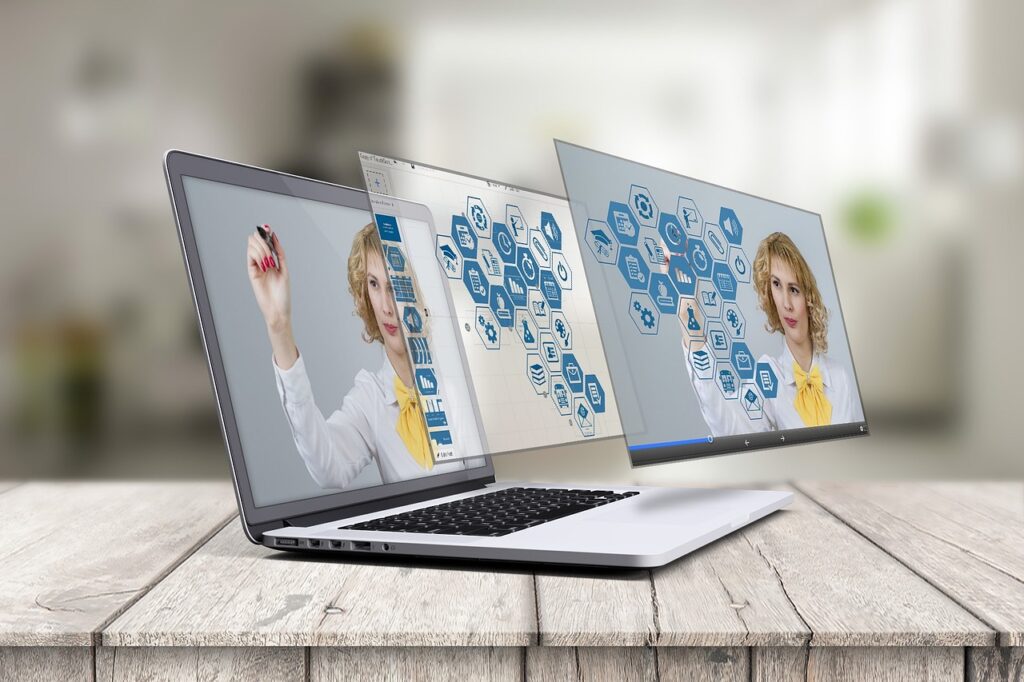 laptop, prezi, 3d presentation, mockup, website showcase, teacher, technology, metaverse, 3d hologram website, augmented reality presentation, virtual presentation, education technology, hologram display, future technology, teacher technology, ar presentation, vr